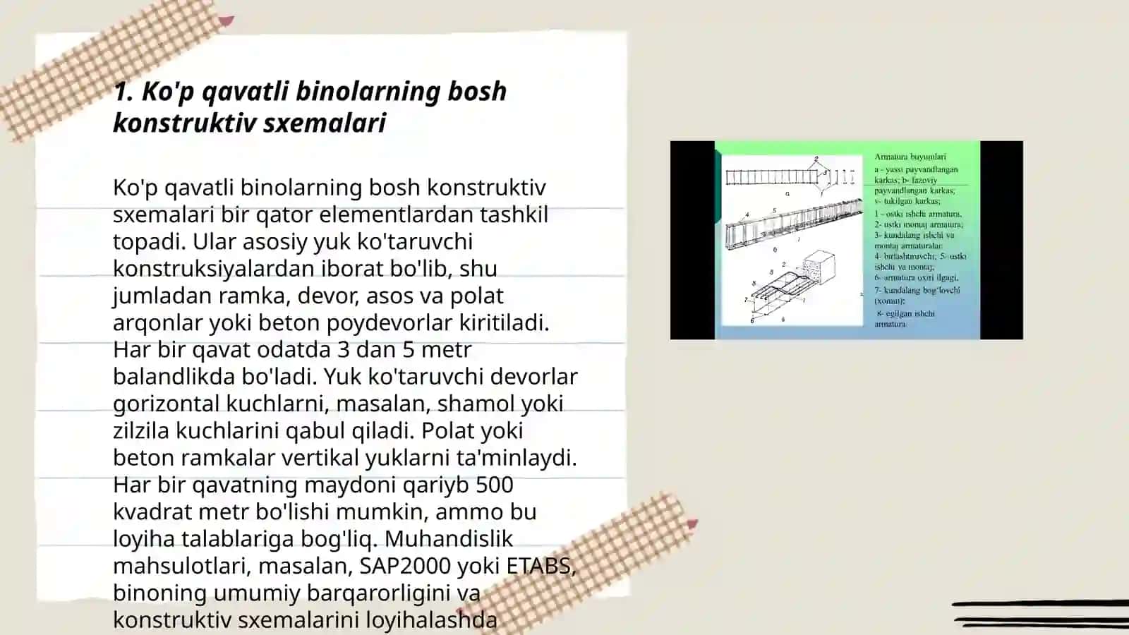 Temirbeton va tosh konstitutsiyasi fanidan Ko‘p qavatli binolar konstruksiyalarini loyihalash va hisoblash 3