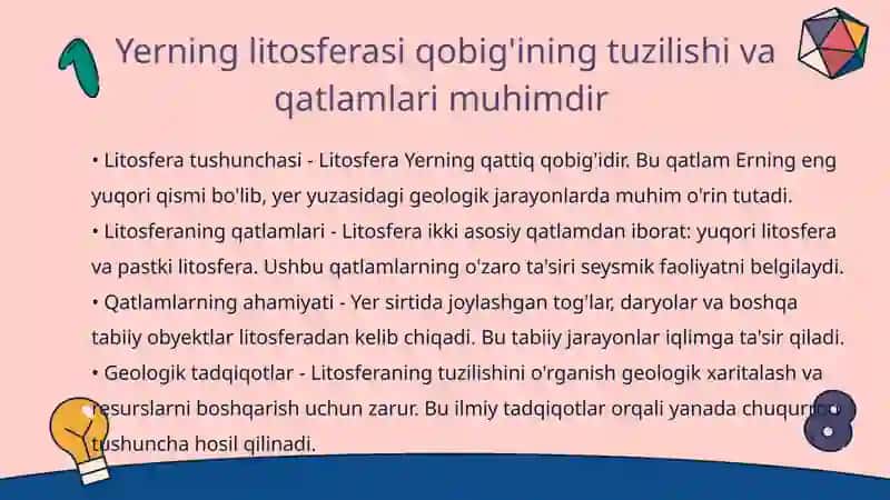 Yerning geografik qobig'i. Litosfera 3