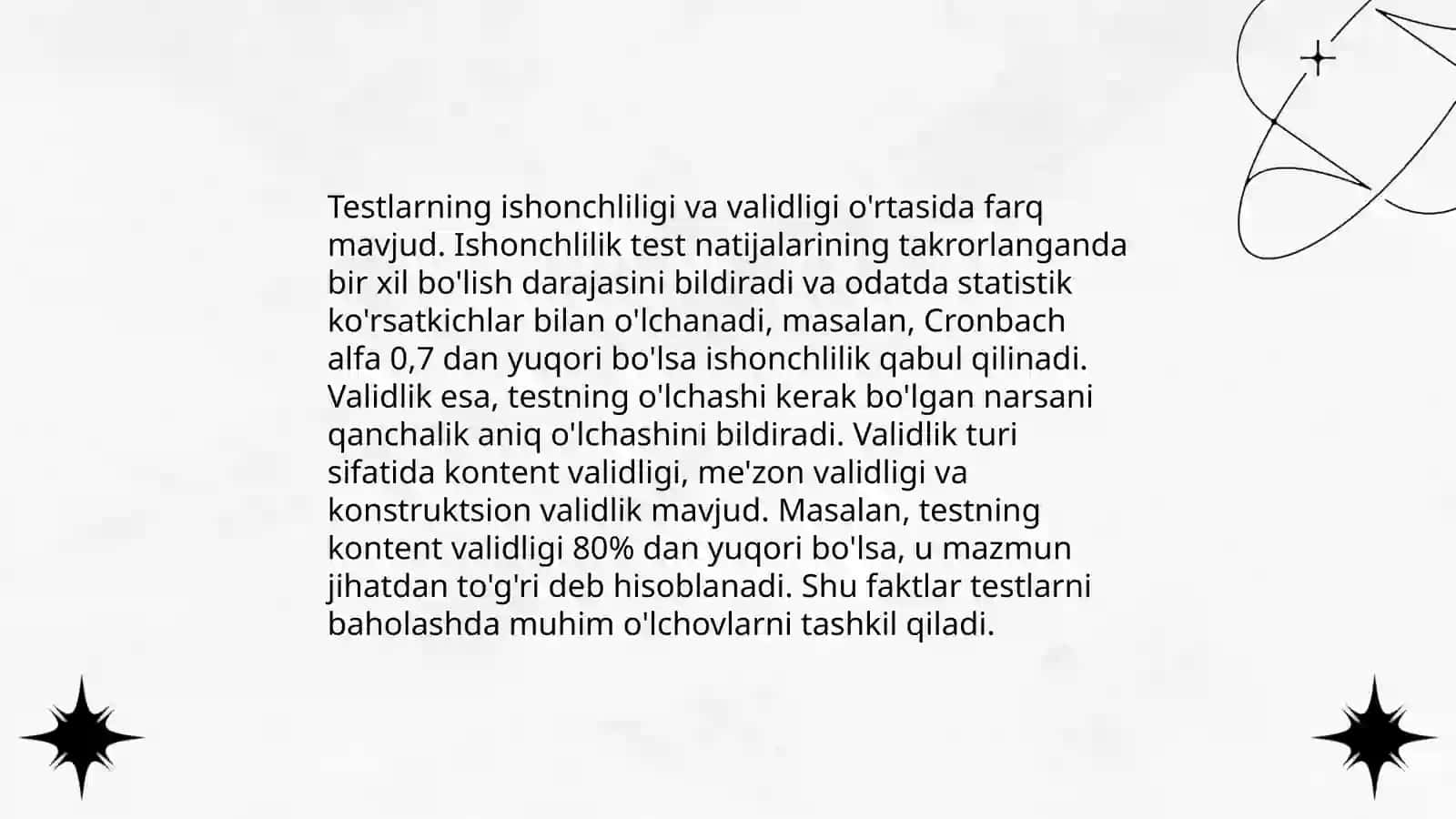 Testlarning Ishonchliligi va Validligi 3