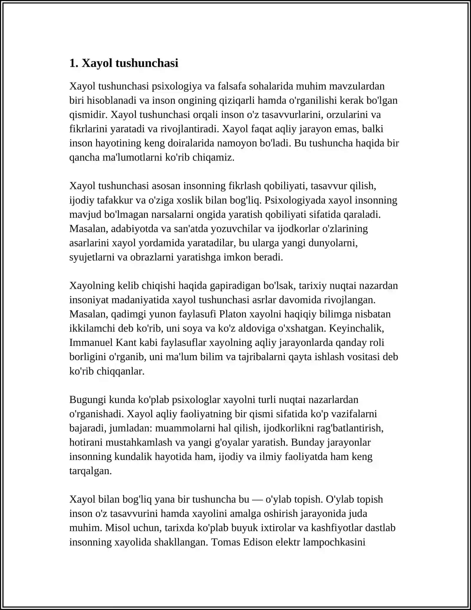 XAYOL HAQIDA TUSHUNCHA 3