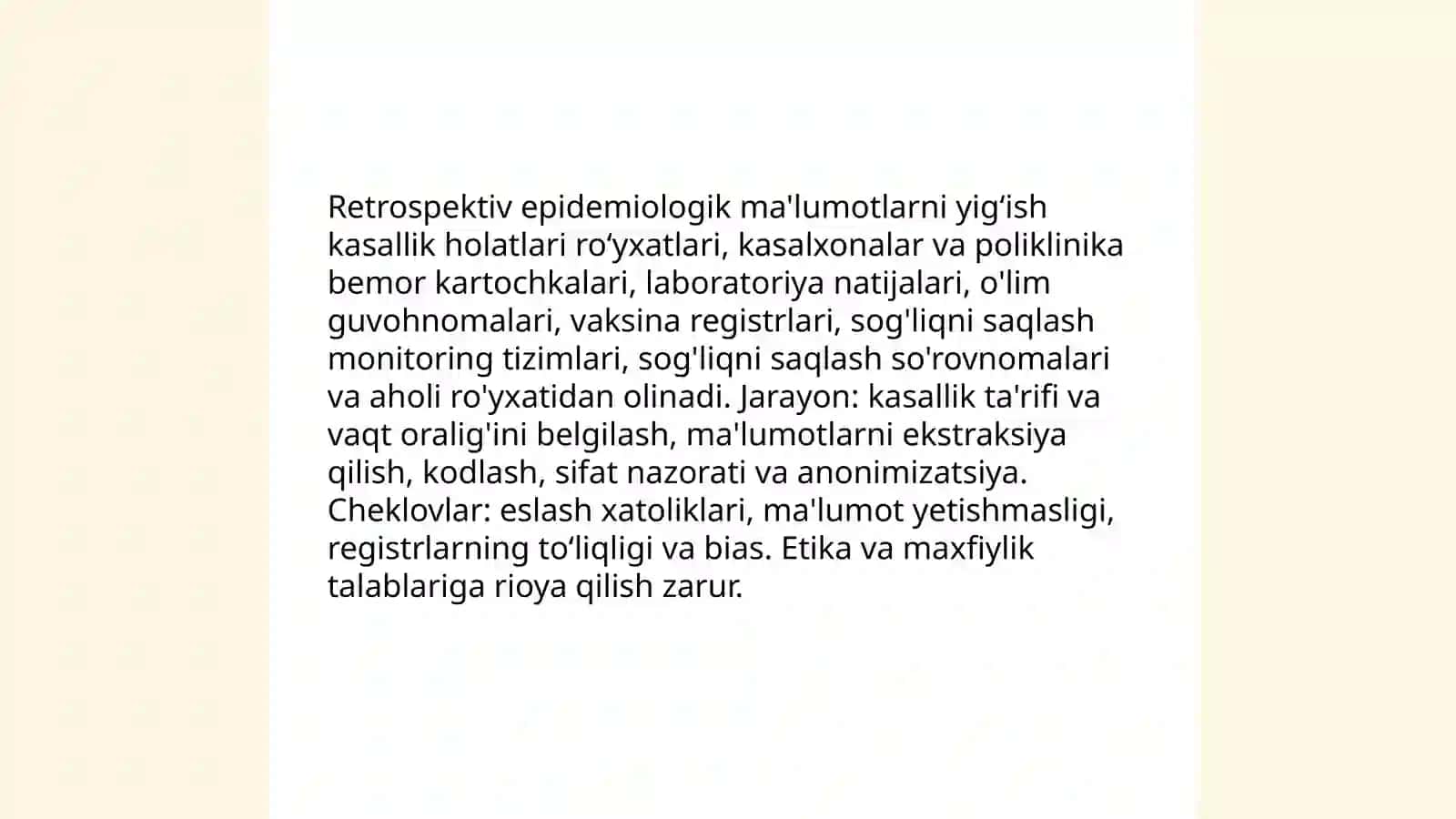 Retrospektiv epidemiyologik ma'lumotlar 3