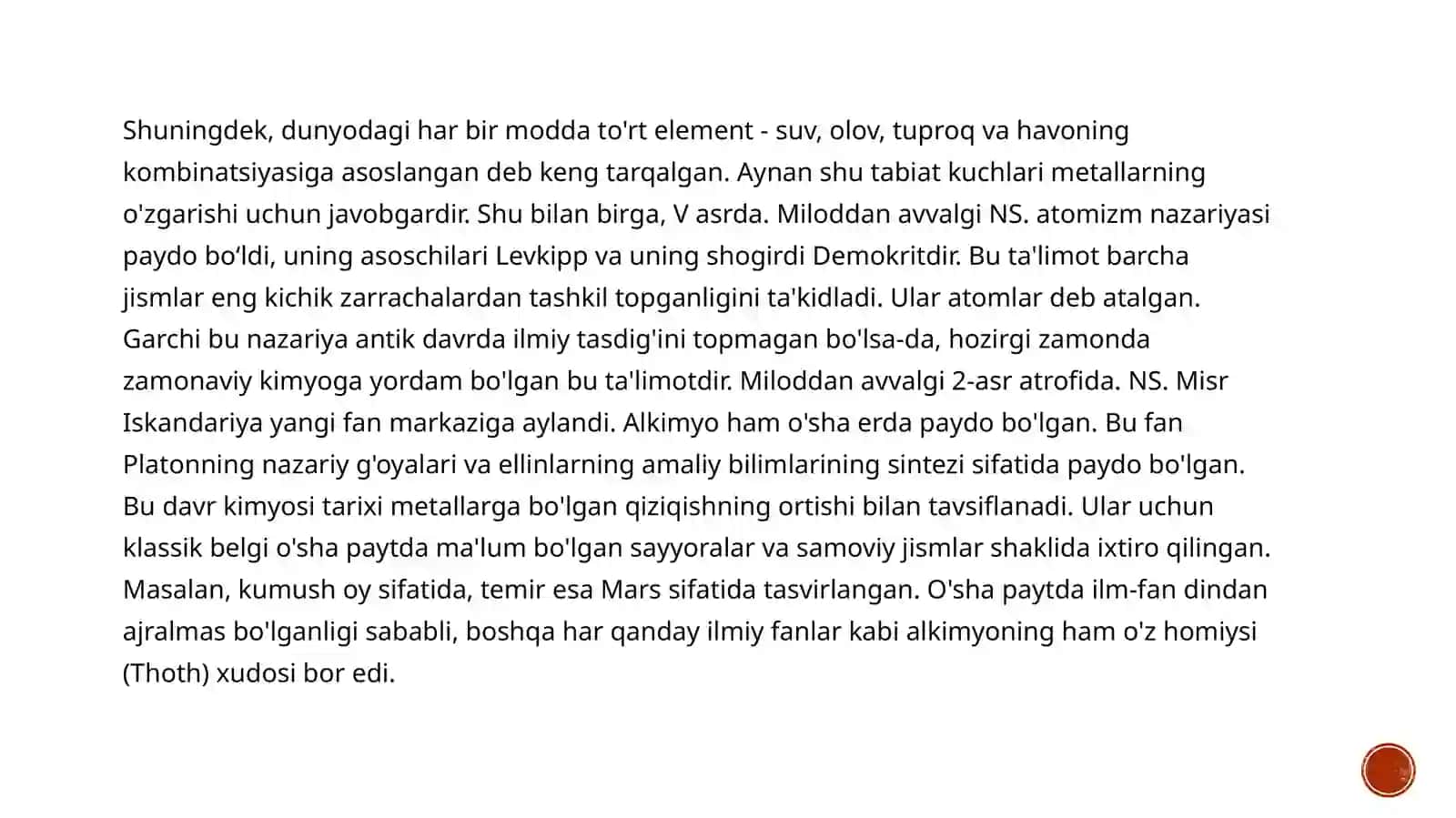 Sharq olimlari va mutafakkirlarining kimyo tarixida tutgan o’rni.S.Kannissaroning atom reformasi 3