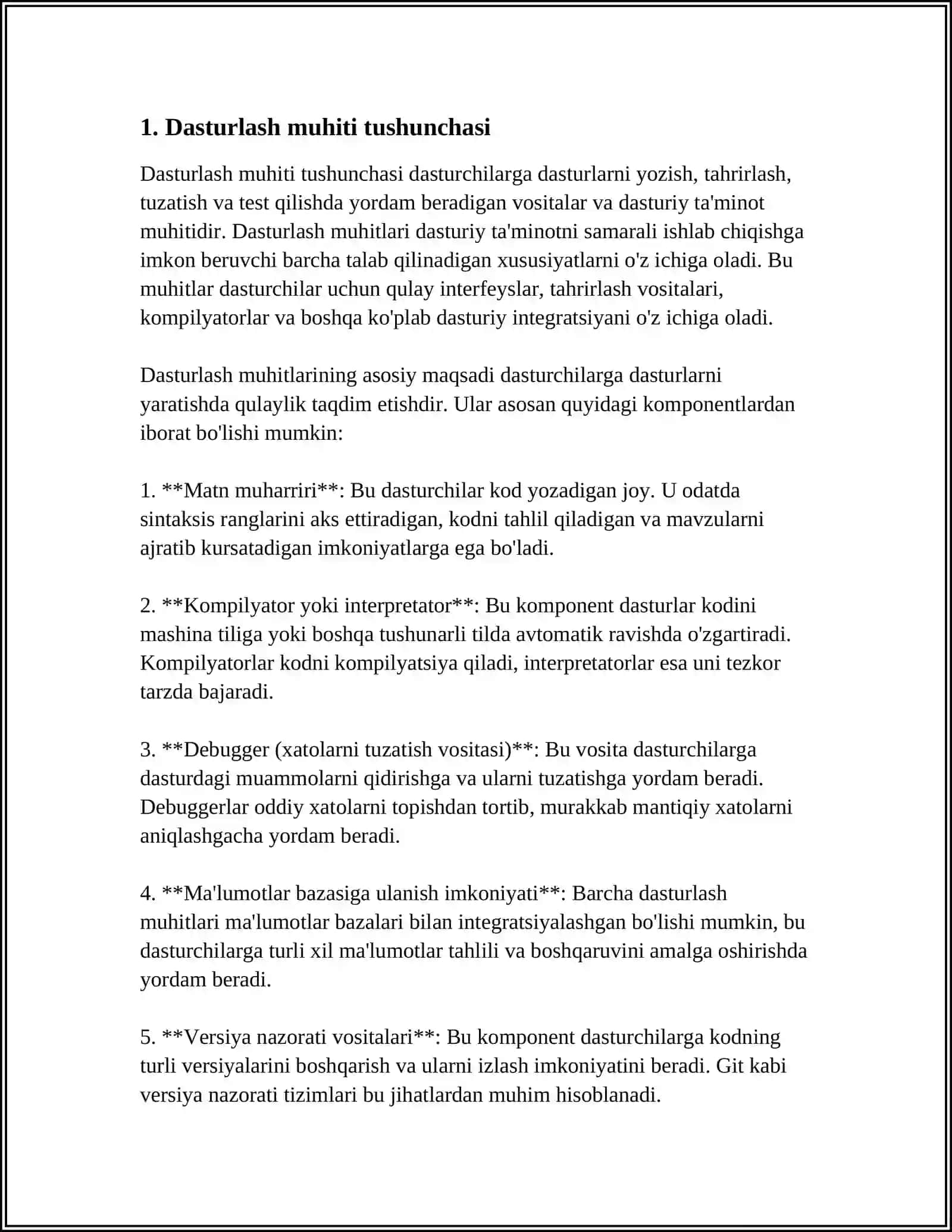 DASTURLASH MUHITI HAQIDA TO'LIQ REFERAT 3
