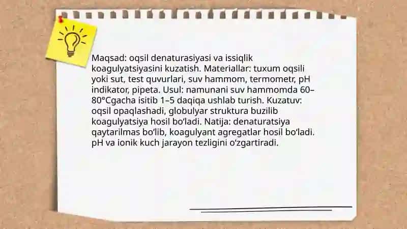Oqsil moddalarga xos tajriba 3