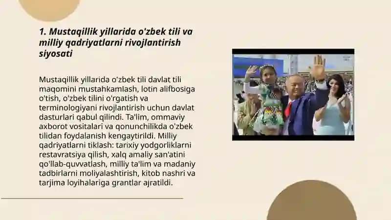 Mustaqilik yillarda O'zbekistondagi ma'naviy va madaniyn taraqqiyot 3