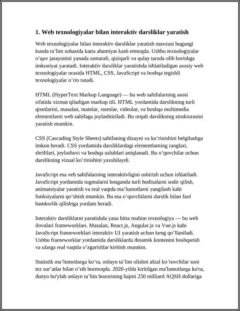 WEB TEXNOLOGIYALARNI PIDOGKADA QOʻLLASH 3