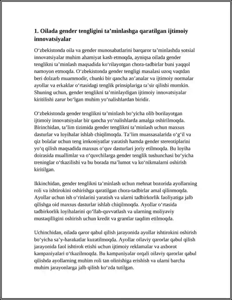 O’ZBEKISTONDA OILA VA GENDER MUNOSABATLARINI BARQAROR TAMINLASHDA SOTSIAL INNOVATSIYALAR 3