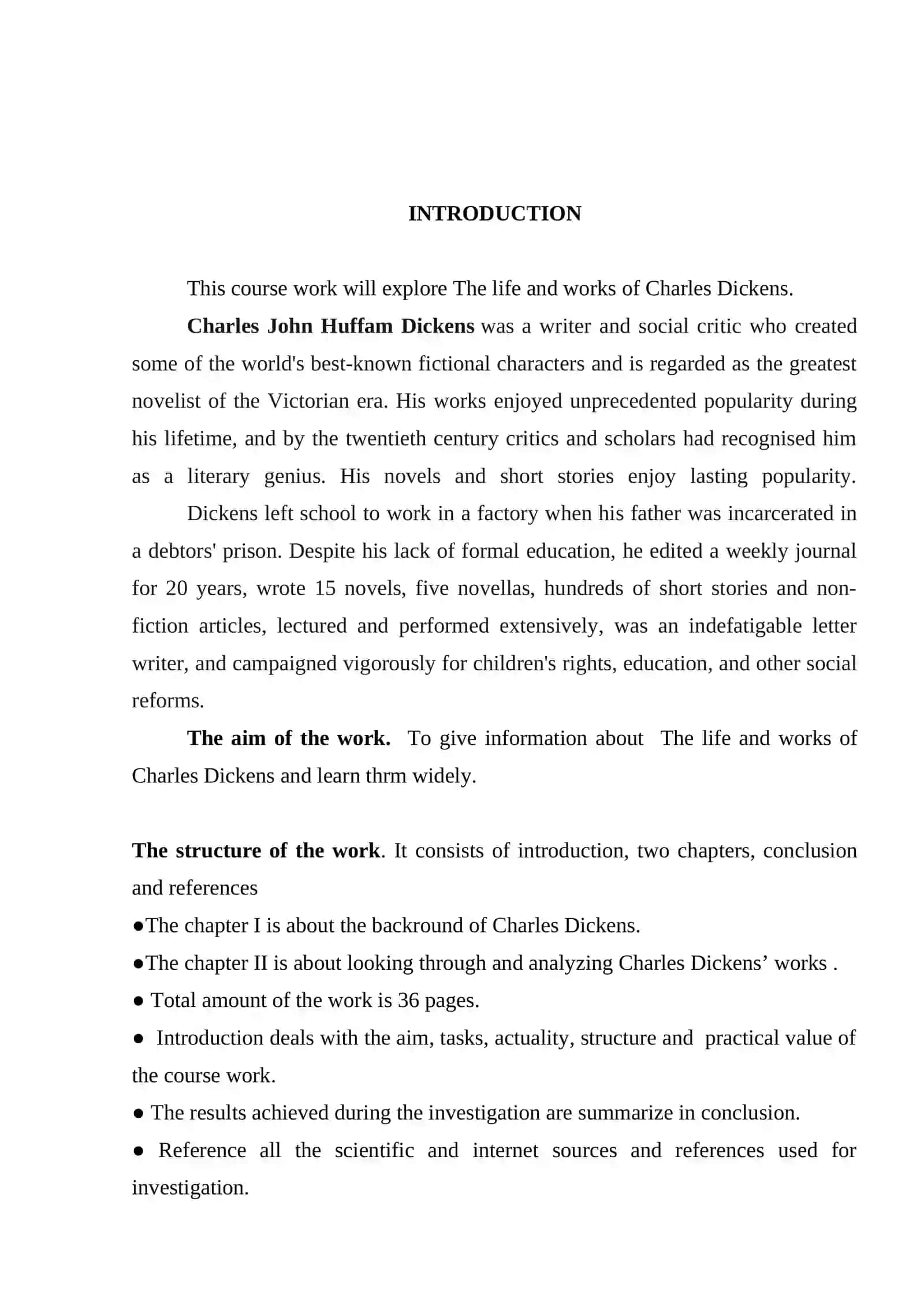 COURSE WORK: Personal life and Literary works of Charles Dickens 3