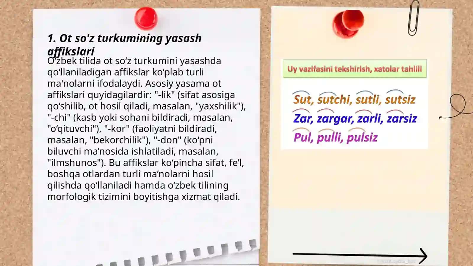 Ot so'z turkumining yasash affikslari 3