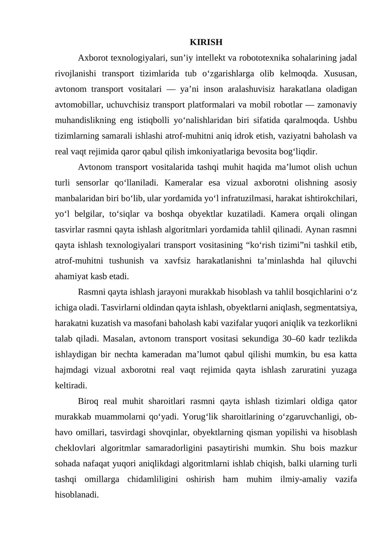 Avtonom transport vositalari uchun rasmni qayta ishlash. Algoritmlar va qiyinchiliklar. 3