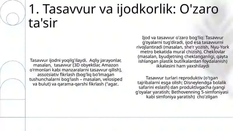 Xayol jarayonlari. Xayol turlarini yoritish 3