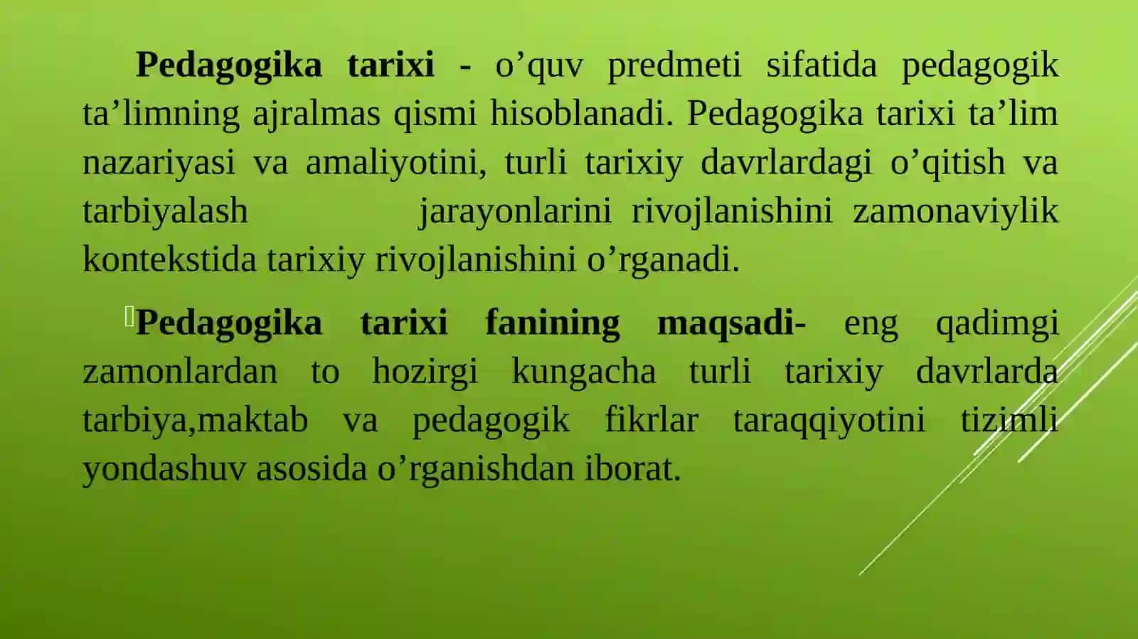 Pedagogika tarixi-fan sifatida. Ibtidoiy jamoa tarbiya. Eng qadimgi davrdan VII asrgacha ta’lim-tarbiya va pedagogik fikrlar. VII asrdan XIV asrning birinchi yarmigacha O’rta Osiyo tarbiya, maktab va pedagogik fikrlar 3
