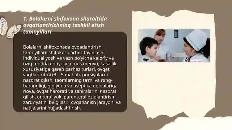 Bolalarni shifoxona sharoitida ovqatlantirishni tashkil qilish. Parxeztaomlari 3