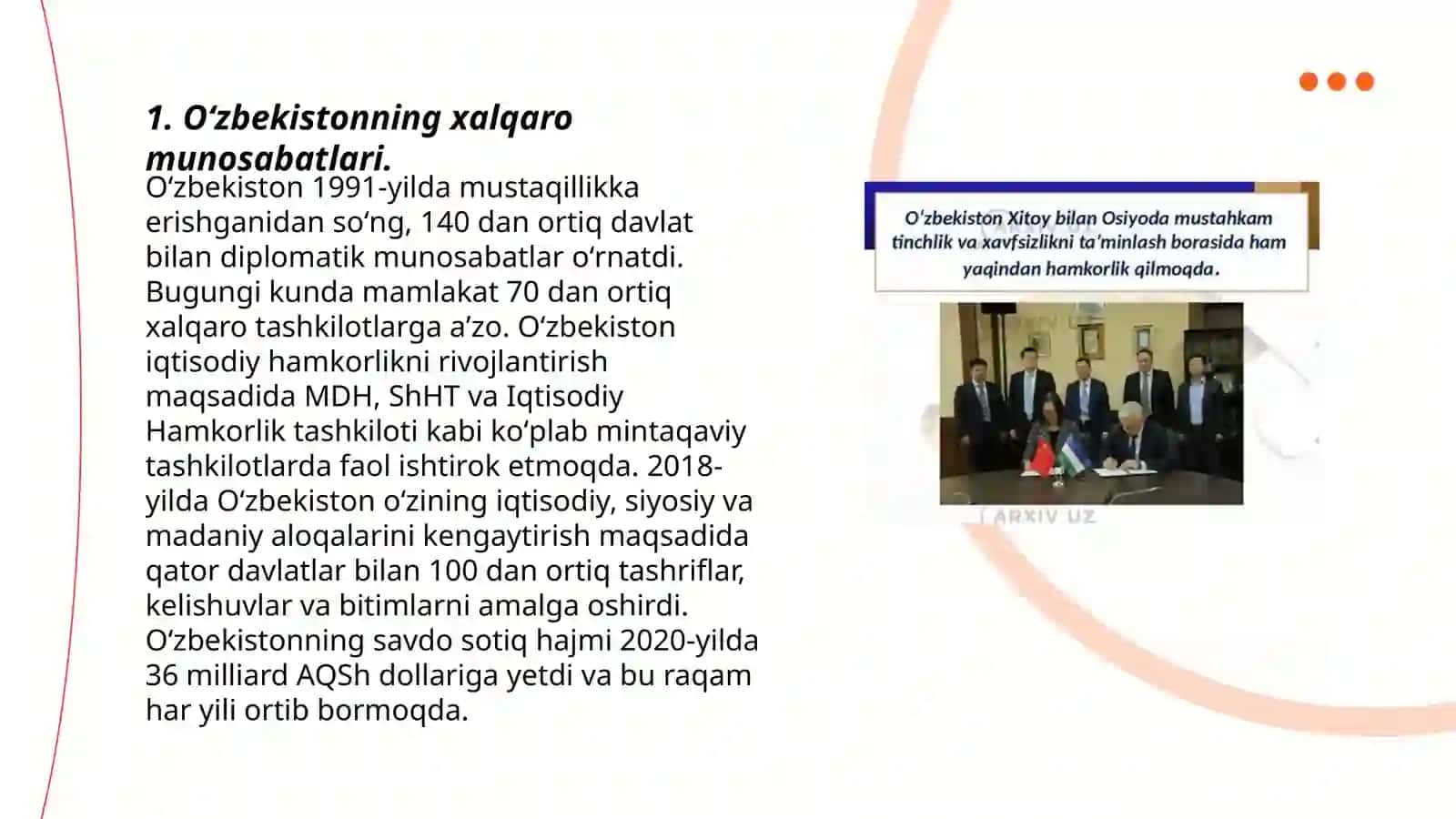 Oʻzbekiston va Jahon hamjamiyati 3