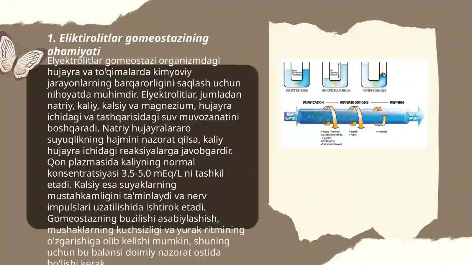 Eliktirolitlar gomeostaz. Osmos hodisasi 3