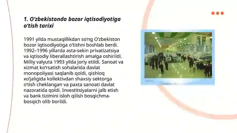 Bozor iqtisodiyotining O'zbekistondagi hususiyatlari 3