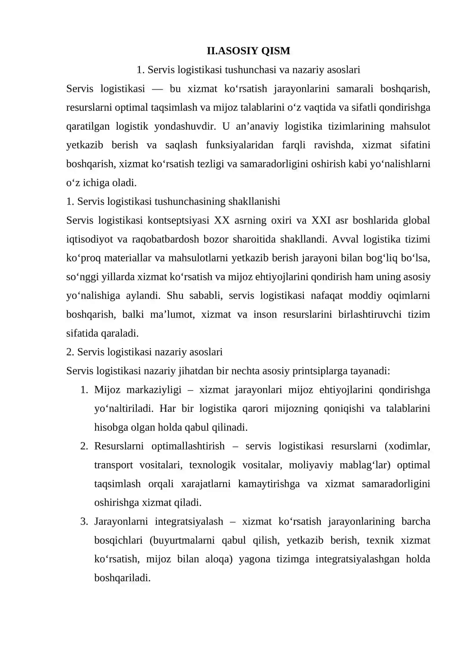 Servis logistikasi tushunchasi, uning mohiyati va maqsadi 3