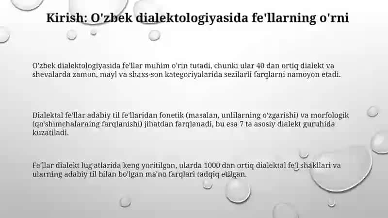 Oʻzbek shevalarida feʼlga xos xususiyatlar 3