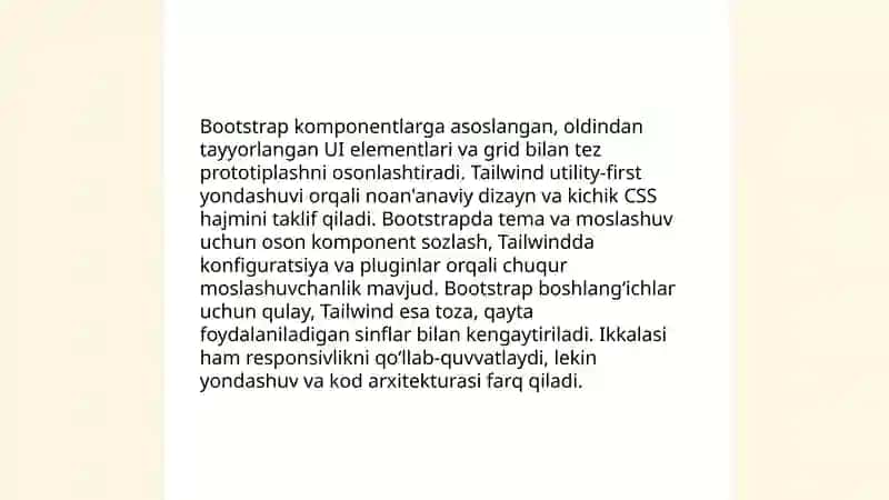 Bootstrap va Tailwind CSS 7 mavzu 3