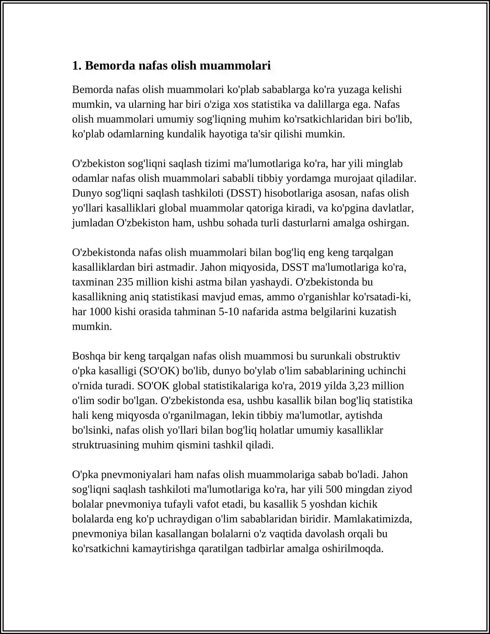 HAMSHIRALIK JARAYONI BIRINCHI BOSQOCHI. BEMOR MUAMMOLARI TASNIFI 3