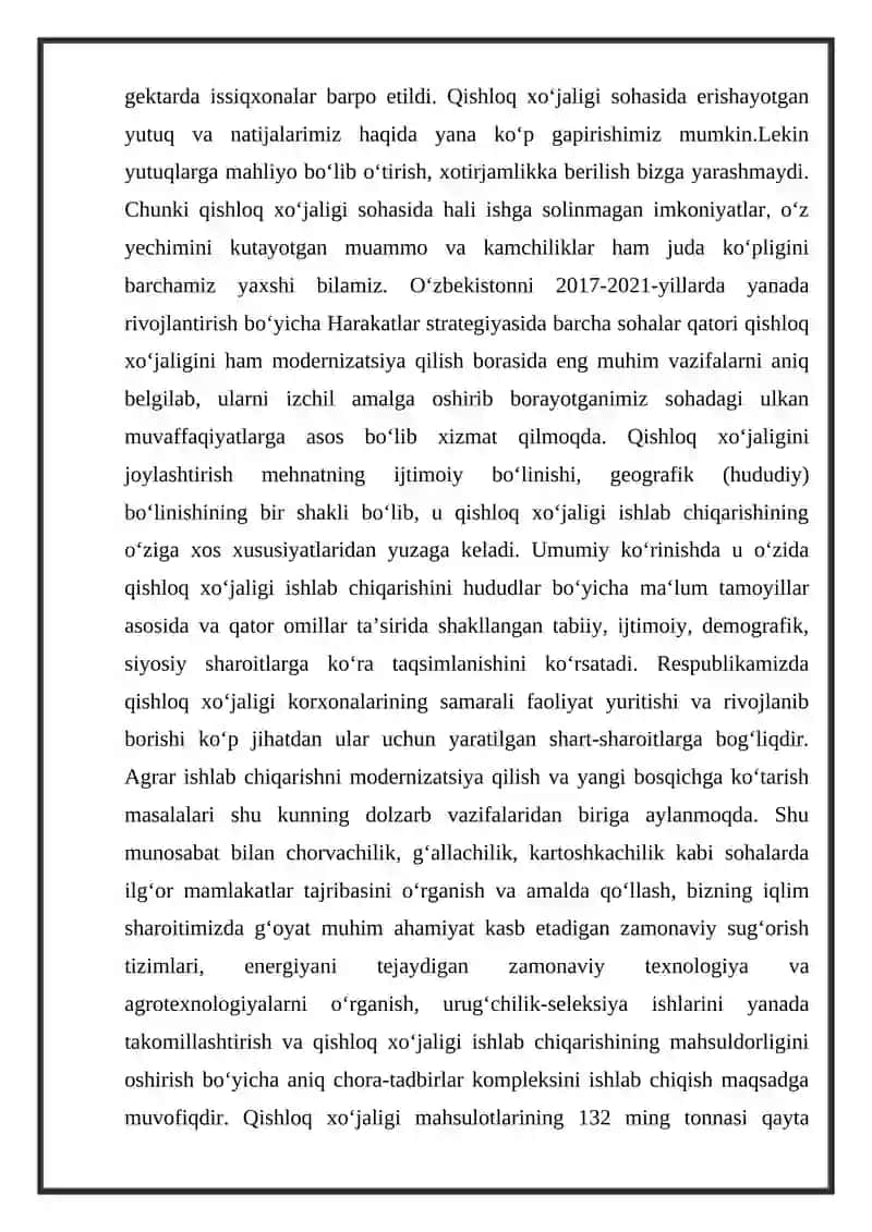 Mustaqillik yillarida qishloq xo‘jaligi va sanoat sohasidagi o‘zgarishlar 3