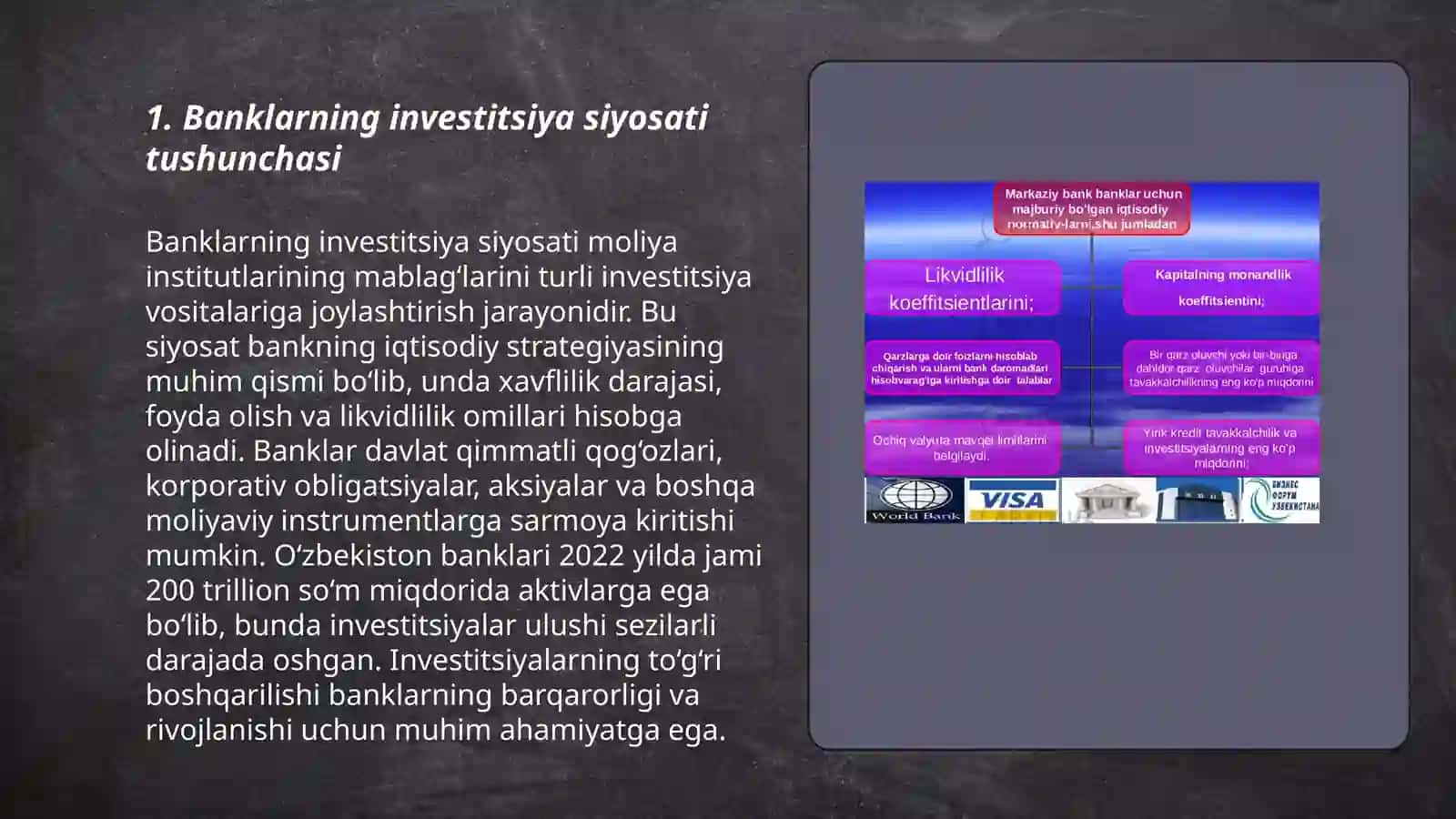 Banklarning investitsiya siyosati va uning yo’nalishlari 3