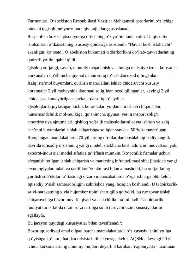 Tadbirkorlikni har tomonlama qo‘llab-quvvatlash zarurati 3