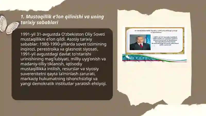 Mustaqil O‘zbekiston Respublikasi tashkil topishining tarixiy ahamiyati 3