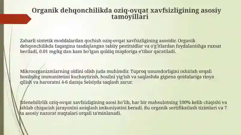 Organik dehqonchilikda oziq-ovqat xavfsizligi 3