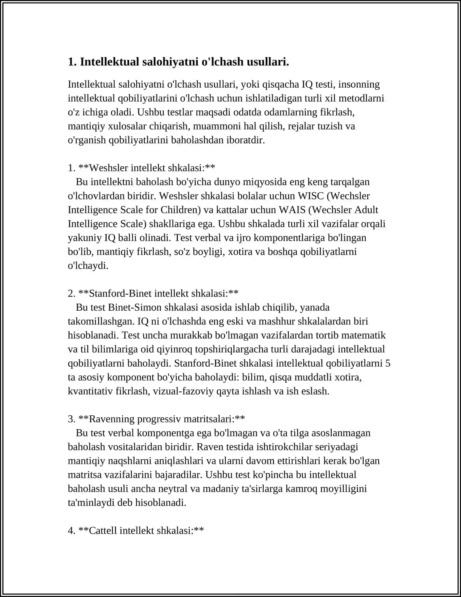 INTELLEKTUAL SOHANING NAZARIY TALQINI:(CH.SPIRMEN MODELI,L.TERSTOUN MODELI;R.KETTEL,S.BART,D.VEKSLER,F.VERNON MODELLARI) 3