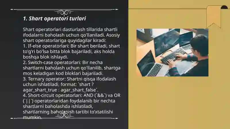 Tarmoqlanuvchi jarayonlarni dasturlash. SHart operatori 3