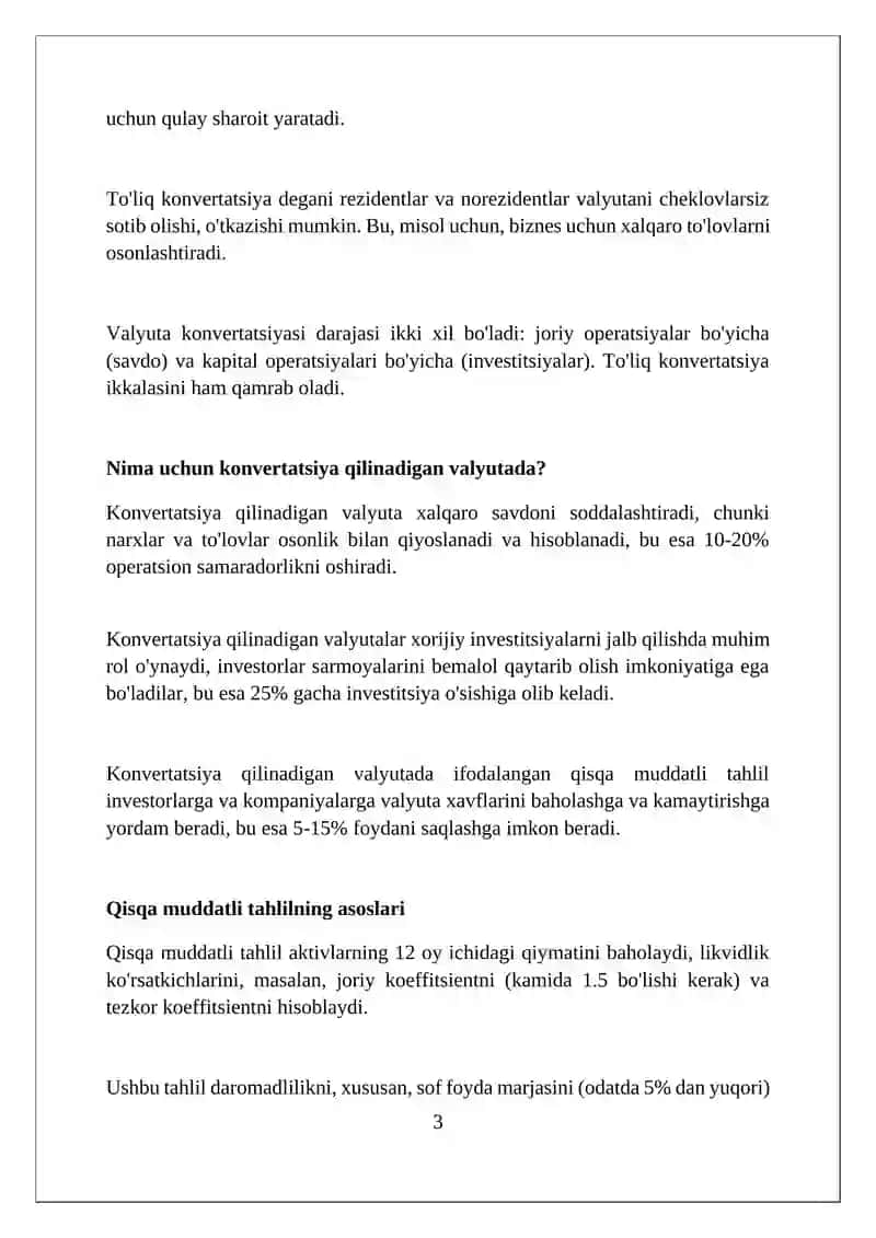 Chet valyutasida ifodalangan qisqa muddatli tahlil 3
