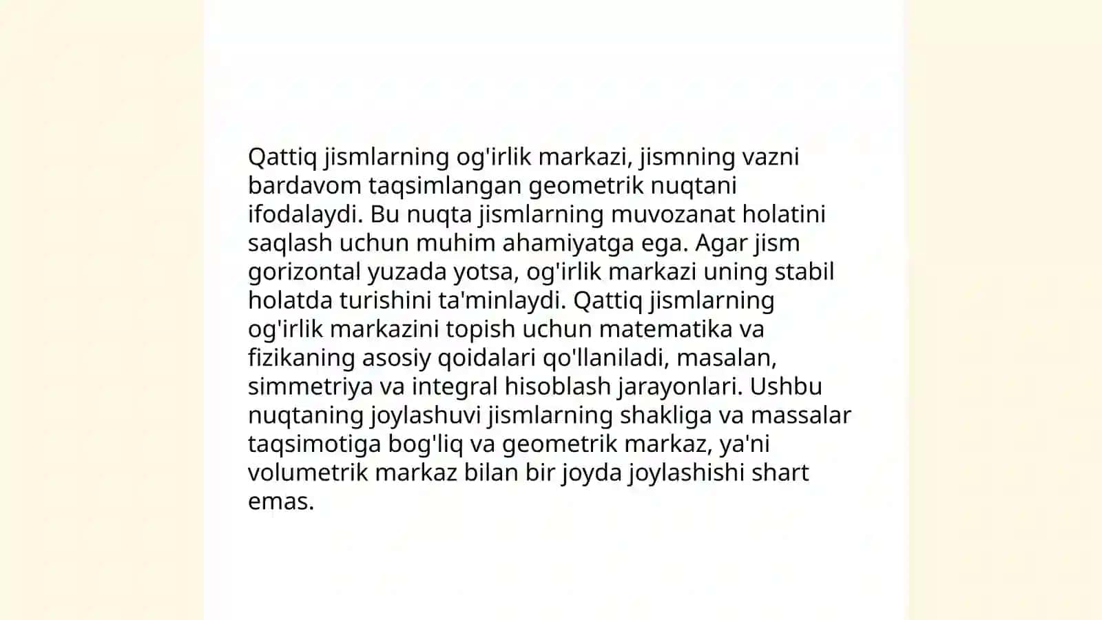 Qattiq jismlarning og'irlik markazi 3