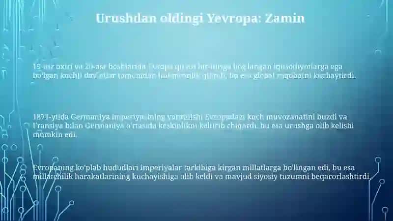 Birinchi jahon urushining boshlanish sabablari 3