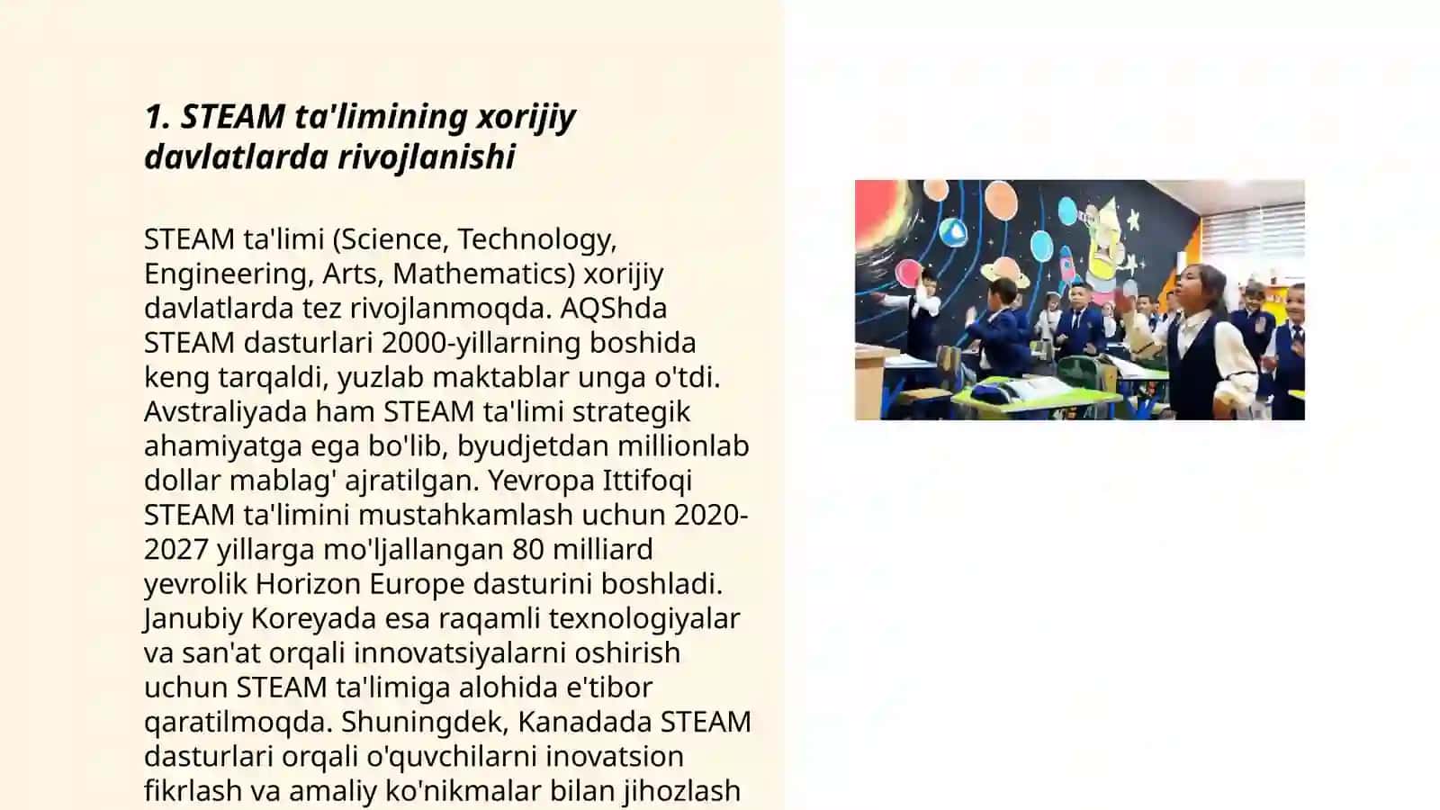 Xorijiy davlatlar ta'lim -tarbiya jarayonida STEAM texnologiyasidan foydalanish va tahlili 3