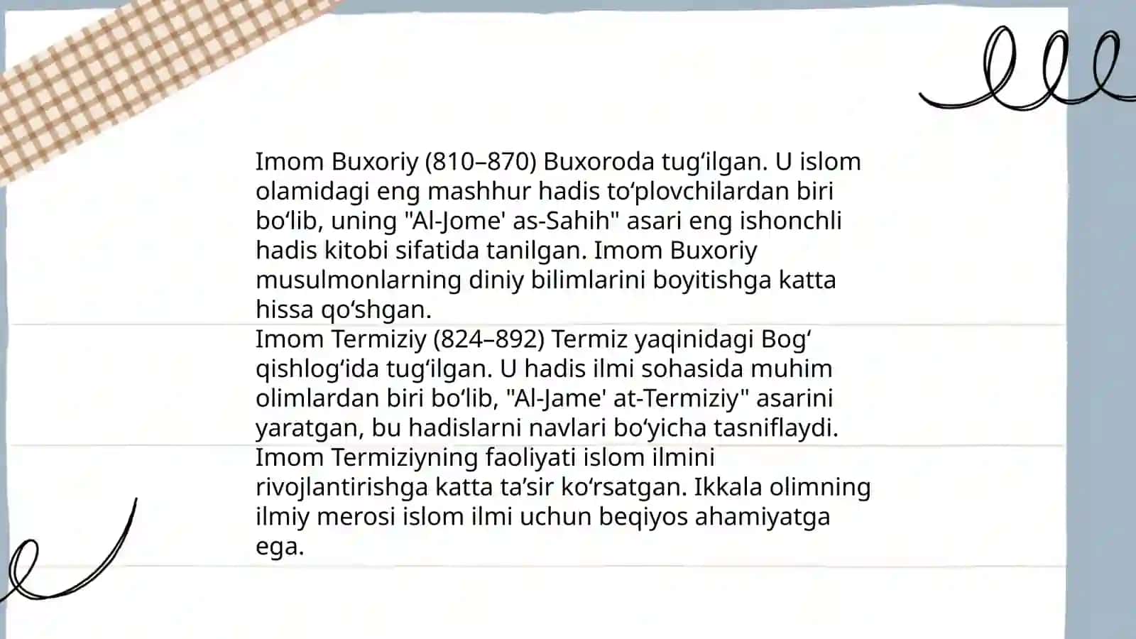 Imom Buxoriy va Imom Termiziyning hadis ilmiga qo‘shgan hissalarni qiyosiy tahlili 3