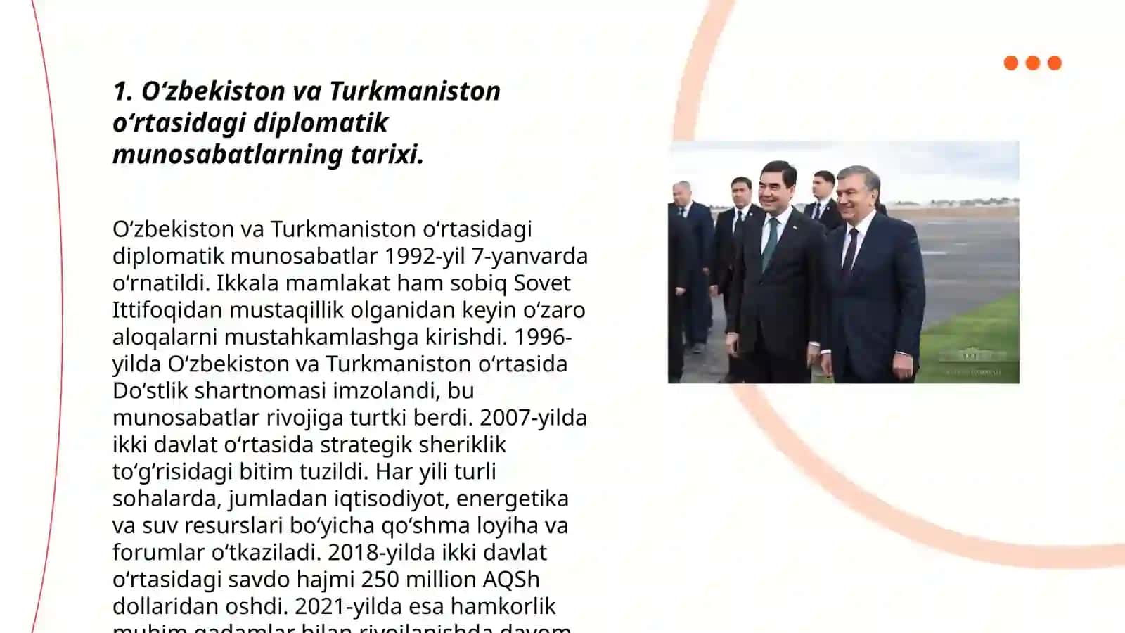 Oʻzbekiston va Turkmaniston oʻrtasidagi diplomatik va savdo aloqalari 3