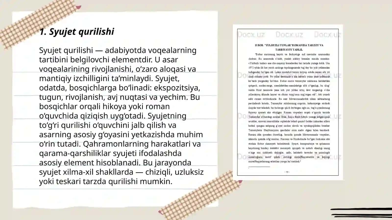 Yulduzli tunlar asarining badiiy xususiyatlari 3