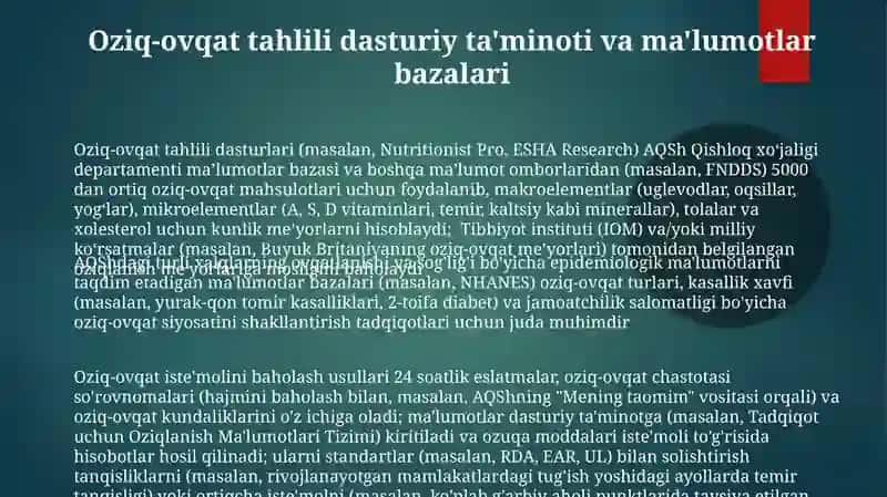 Shaxsiy ovqatlanishning adekvatligini o'rganish va baholash 3
