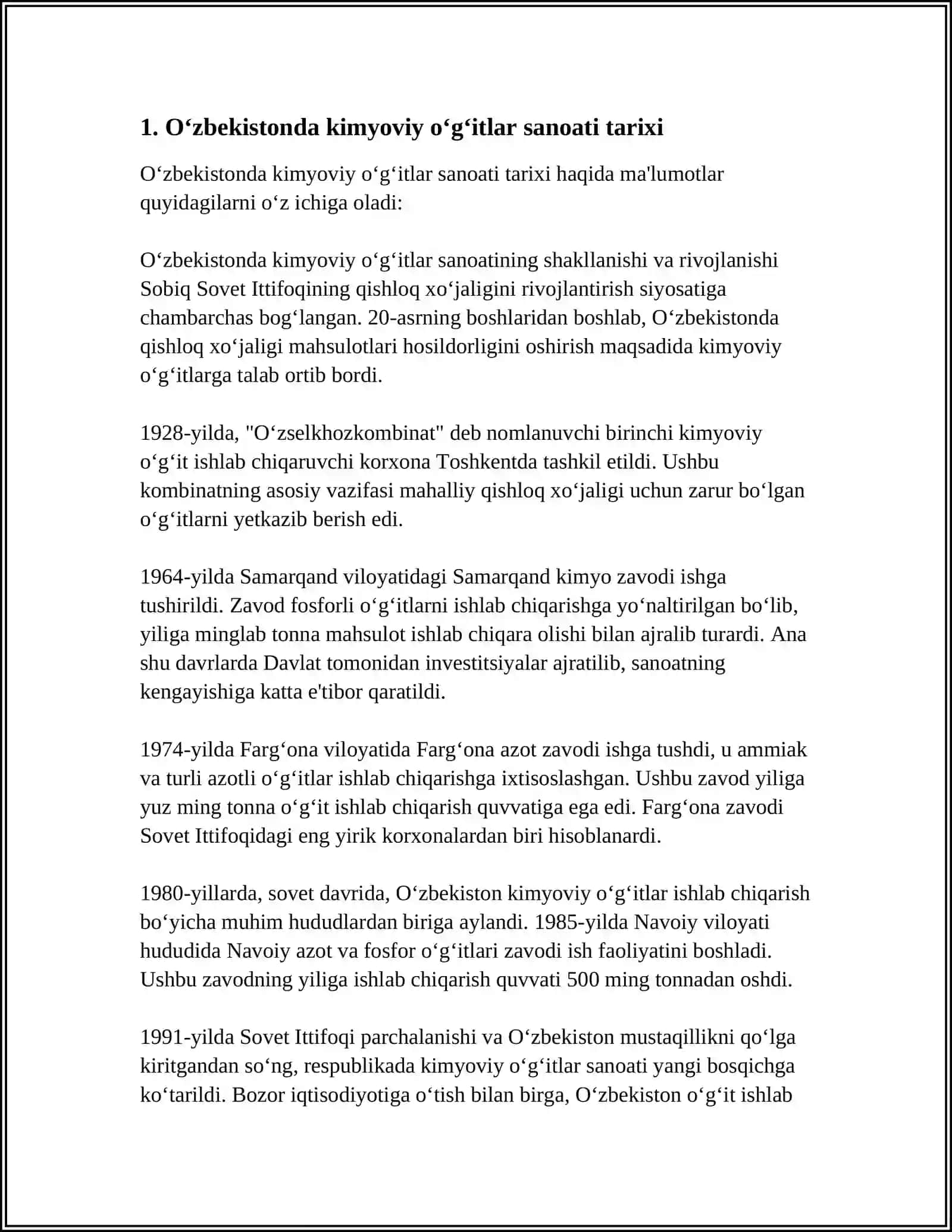 O‘zbekistonda kimyoviy o‘g‘itlarni ishlab chiqarish 3