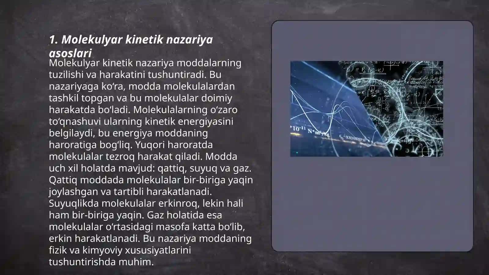 Molekulyar fizika va statistik fizika asoslari haqida malumot va masala yechimi bilan 3