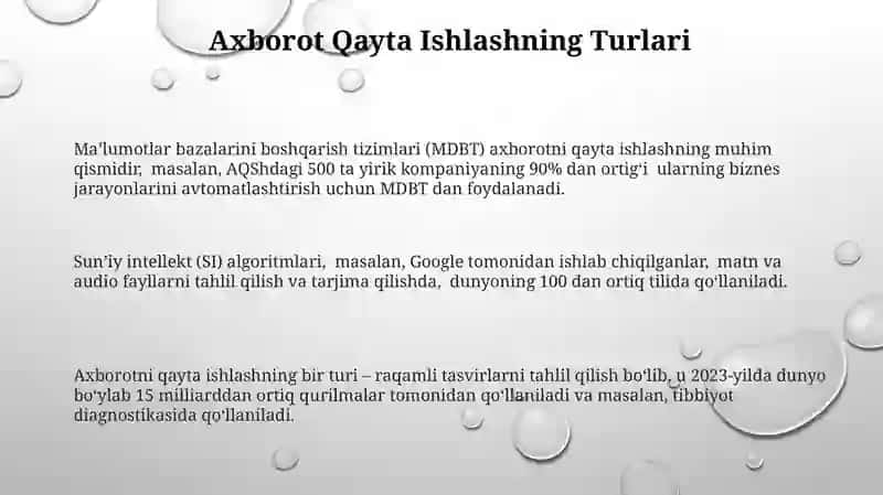 Axborotlarni qayta ishlash texnologiyasi 3