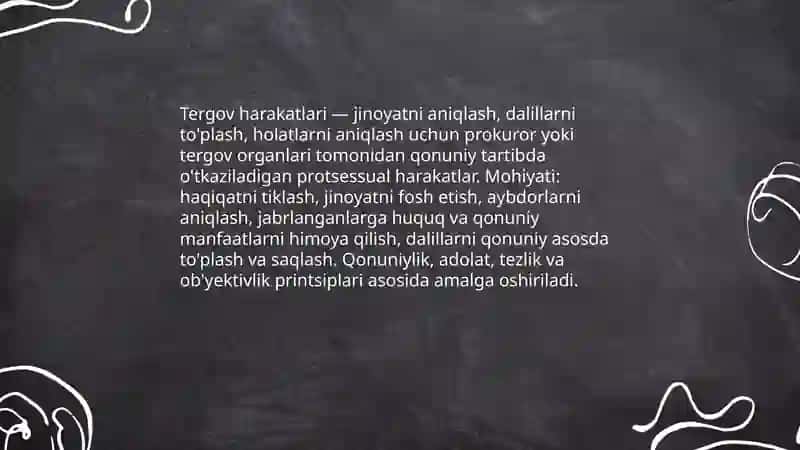 Tergov harakatlari tushunchasi va turlari 3