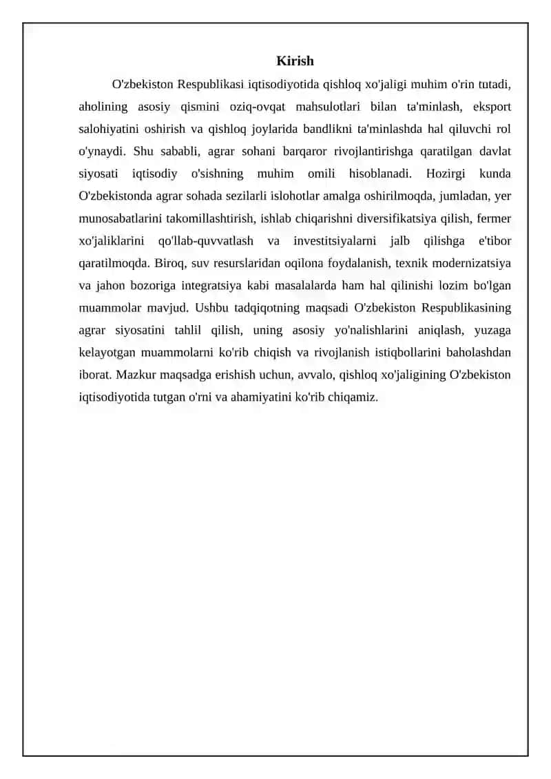 O'zbekiston Respublikasi agrar siyosati va uning asosiy yo'nalishlari 3