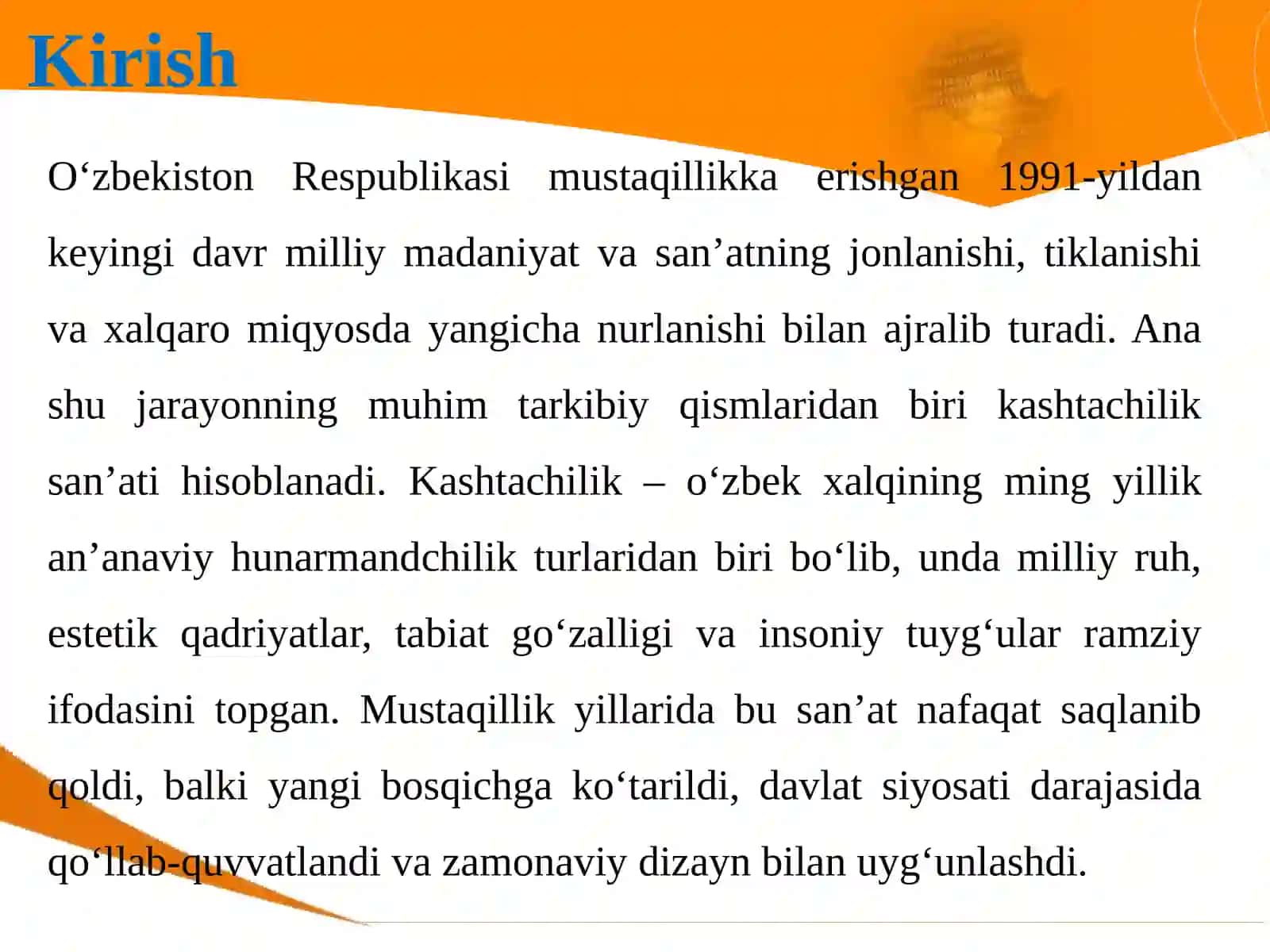 Mustaqillik yillarida kashtachilik san'ati tarixi 3