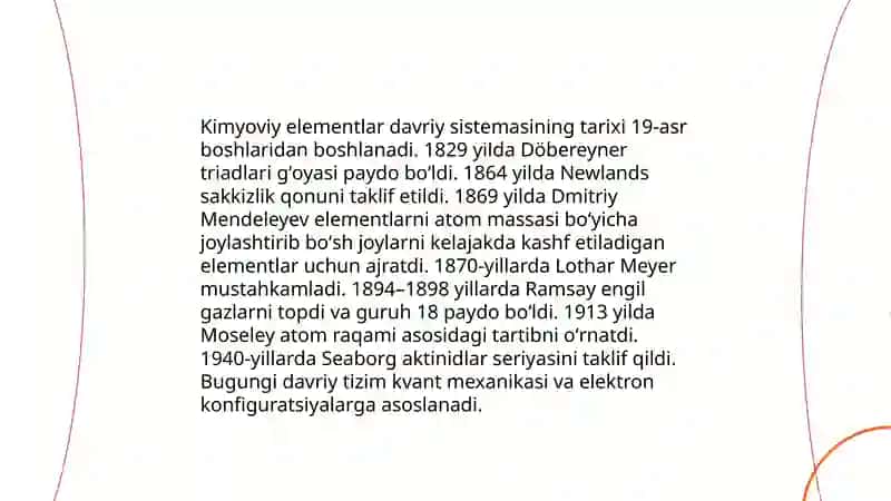 Kimyoviy elementlar davriy sistemasi. Eavroy sistemani tuzilishi 3