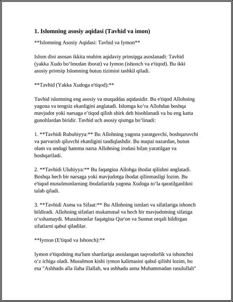 Islomning Asosiy Aqidasi (Tavhid va Iymon) 3
