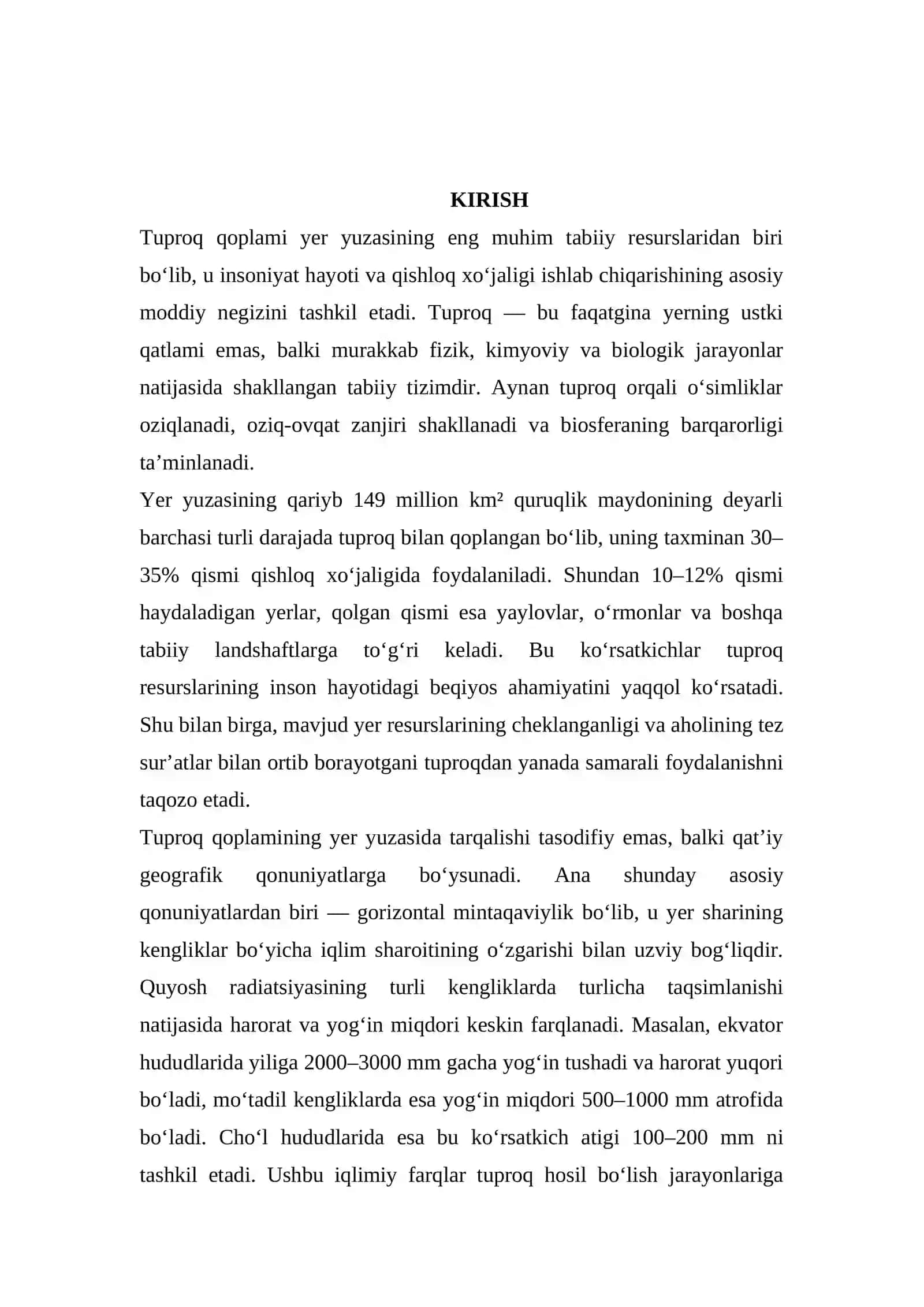 Tuproqshunoslik fanidan KURS ISHI 3