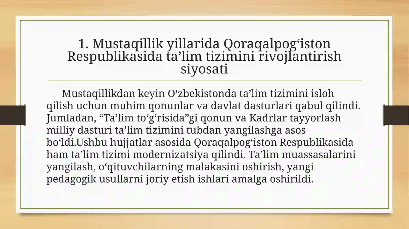 Mustaqillik yillarida Qoraqalpog’istonda ta’lim sohasidagi islohotlar 3