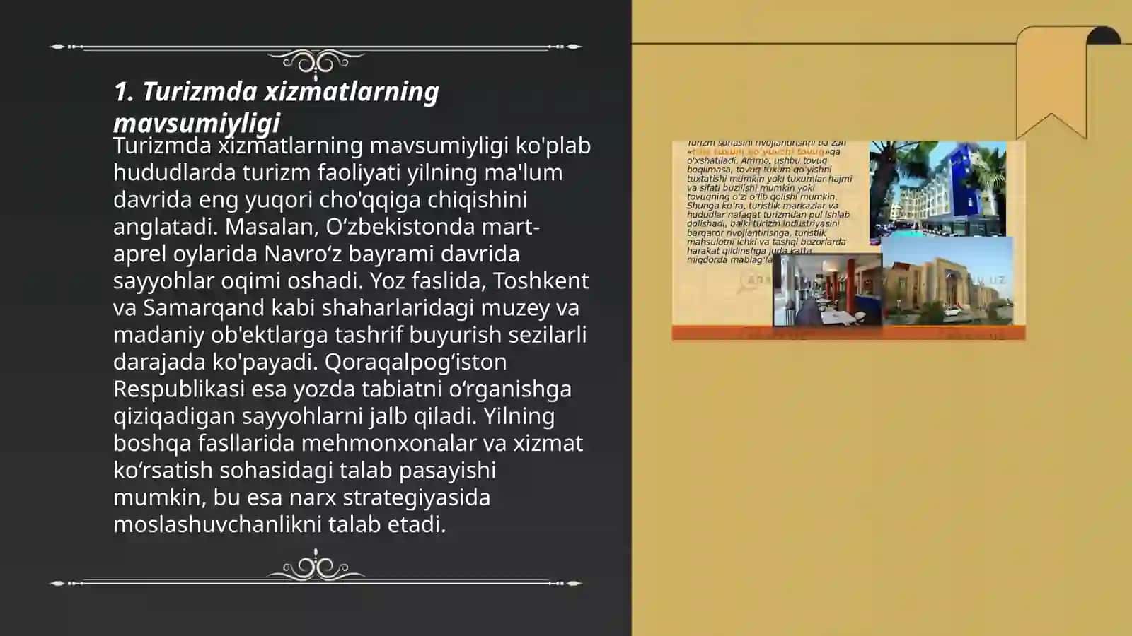 Turizmda xizmatlarning o'ziga xos xususiyatlari 3